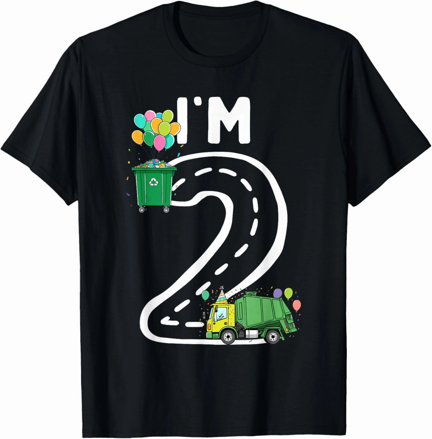 I'm 2 Two Years Old Garbage Truck 2nd Birthday Boy Kids T-Shirt