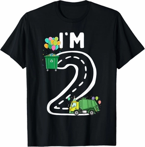 I'm 2 Two Years Old Garbage Truck 2nd Birthday Boy Kids T-Shirt
