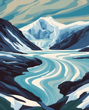 Iceland Collection PD (31) - Snaefellsjokull Glacier - Van-Go Paint-by-Number Kit 50CMx65CM no Frame