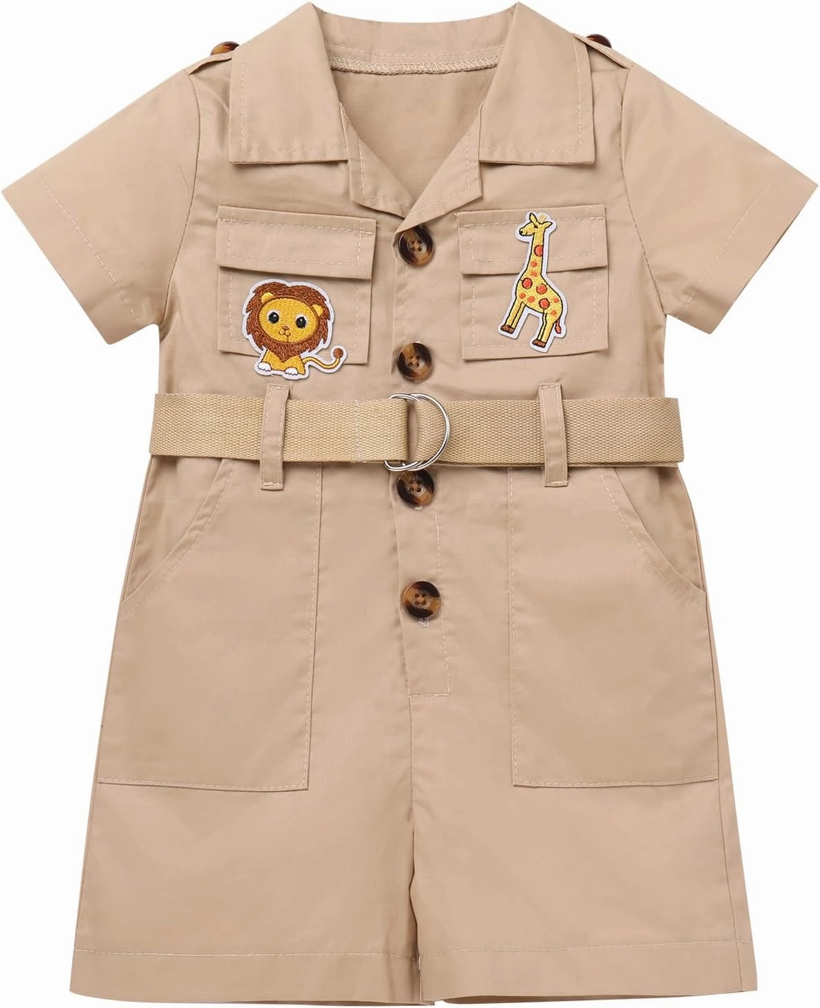 IDOPIP Girl Jungle Safari Outfit Wild Birthday Romper Hat Jumpsuit Birthday Party Clothes Overall Shorts Photo Shoot Bodysuit