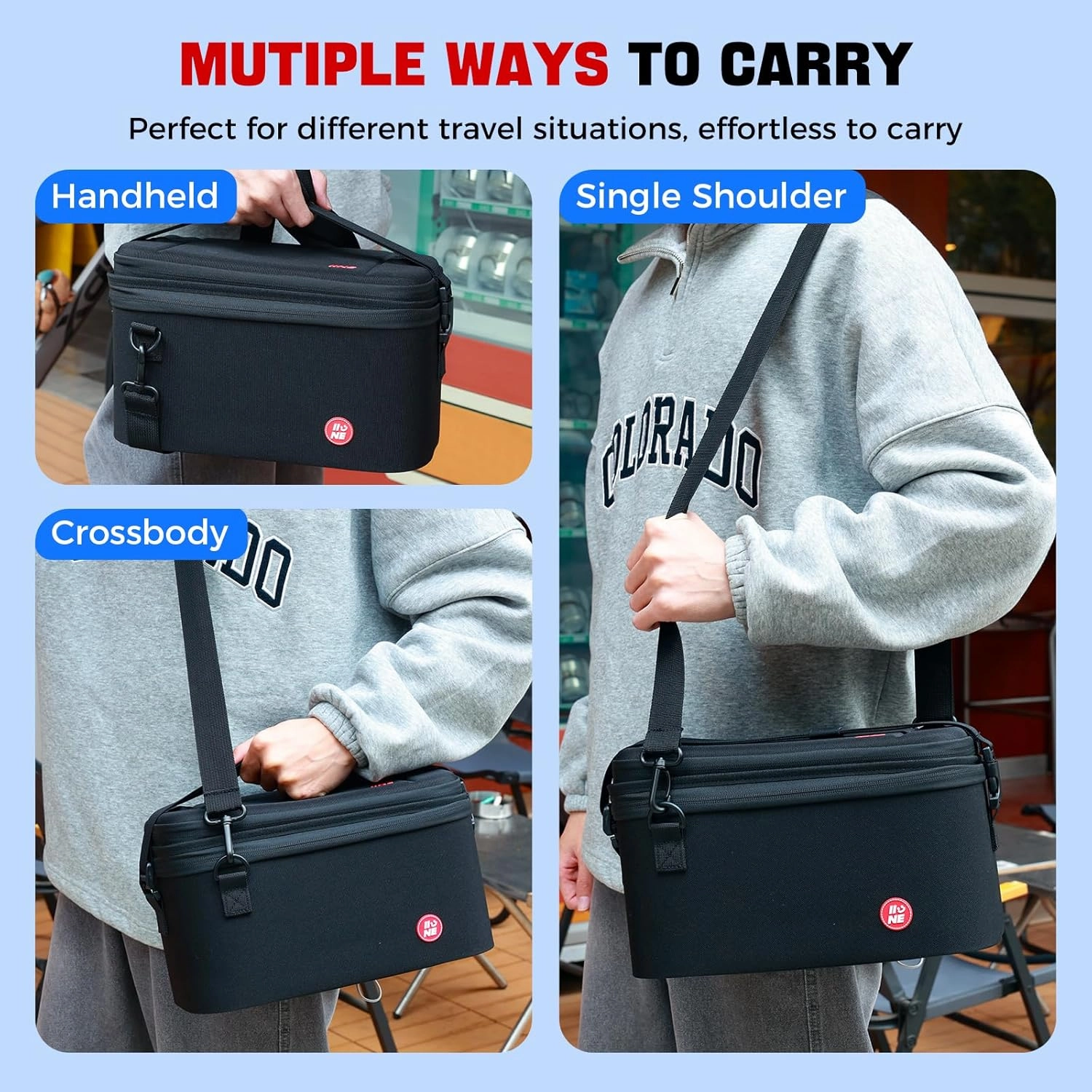 IINE Split Carrying Storage Bag for Switch 2 – Hard Shell Travel Case with Large Capacity, Detachable Layers, and Adjustable Strap – Compatible with Console, Dock, and Accessories(2-in-1 Case, Black)