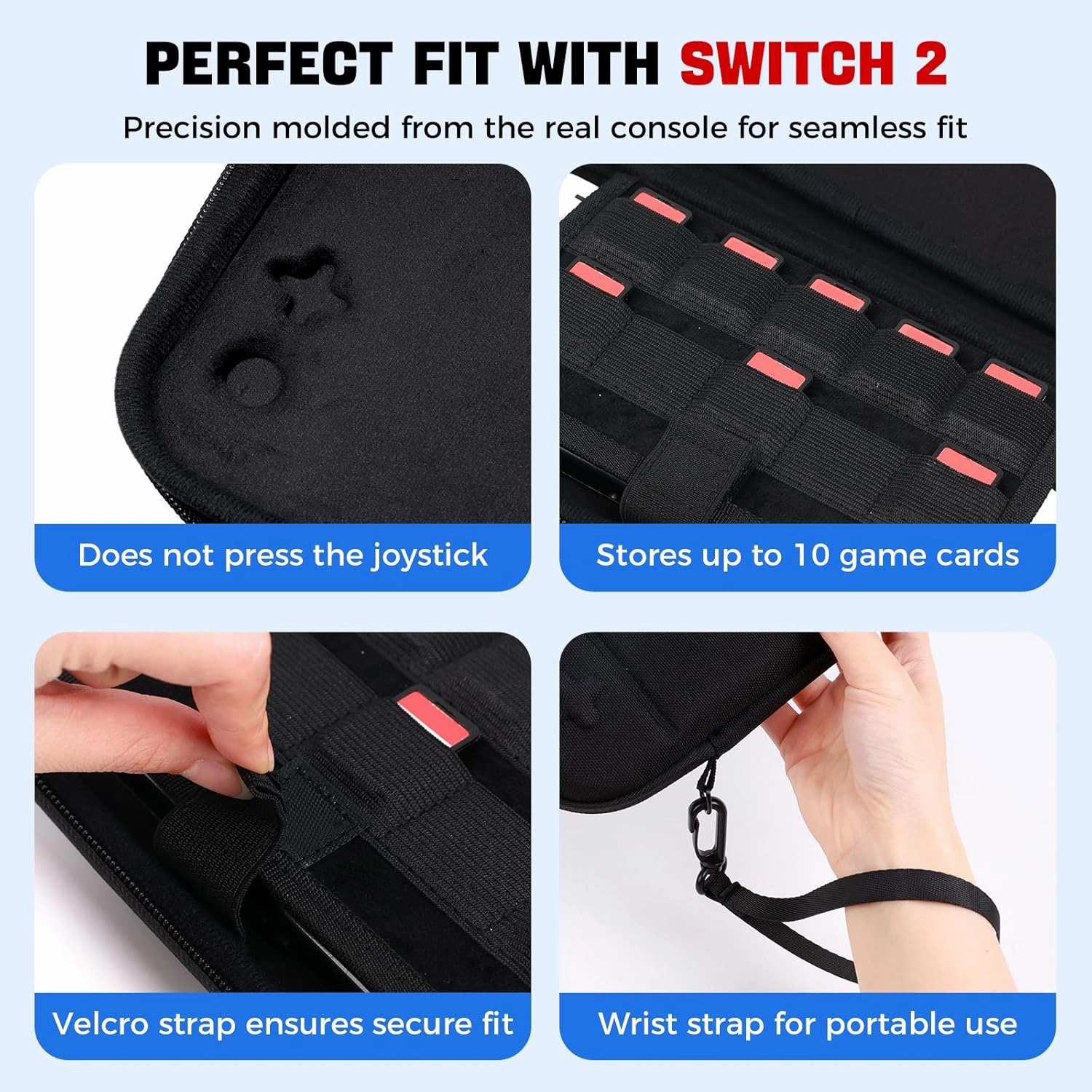 IINE Split Carrying Storage Bag for Switch 2 – Hard Shell Travel Case with Large Capacity, Detachable Layers, and Adjustable Strap – Compatible with Console, Dock, and Accessories(2-in-1 Case, Black)