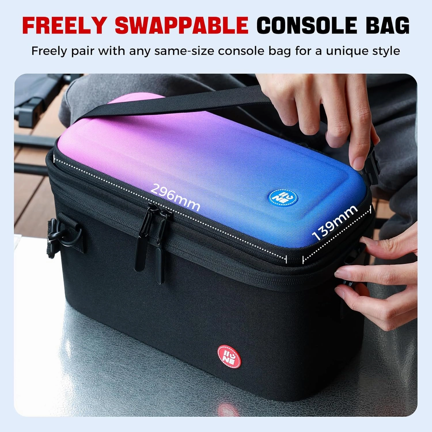 IINE Split Carrying Storage Bag for Switch 2 – Hard Shell Travel Case with Large Capacity, Detachable Layers, and Adjustable Strap – Compatible with Console, Dock, and Accessories(2-in-1 Case, Black)