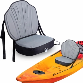 Inflatable Kayak Seats with Back Support Comfortable Thickened Kayak Seat Adjustable Paddle Board Seat Detachable Chair for Paddle Board Canoe SUP Fishing Boat Accessories Black and Gray