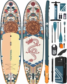 Inflatable Stand Up Paddle Boards - Extra Wide Fishing Paddleboard,Cool Design,Ultra Stable Standup SUP,5 Handles,15 D-Rings, Camera Mount,10L Dry Bag,100L Backpack, Youth/Adults
