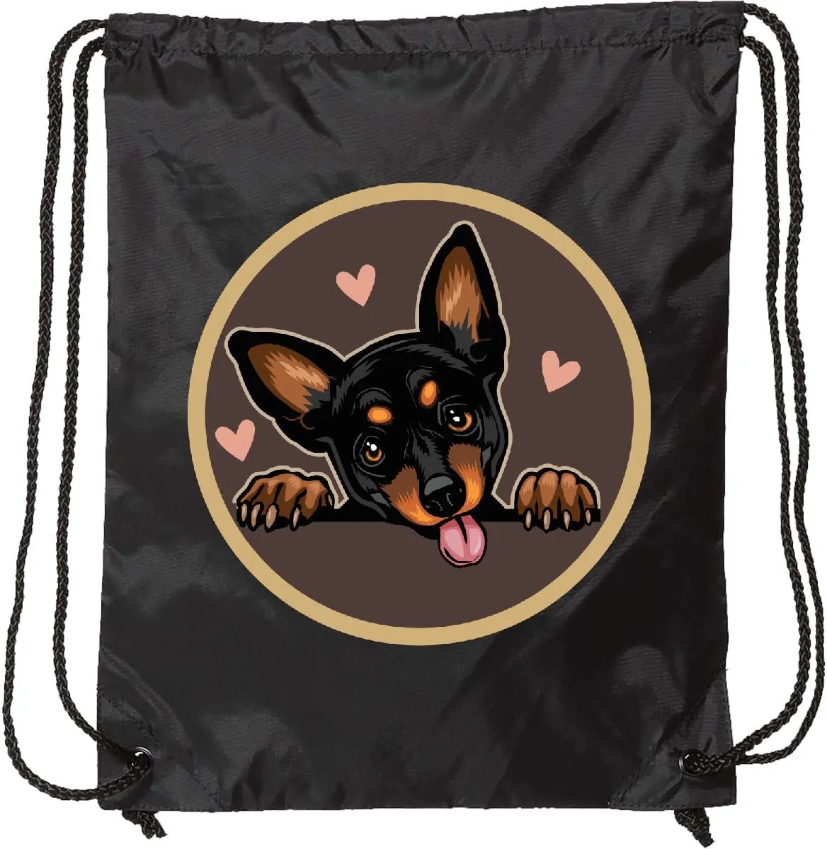 inktastic Miniature Pinscher Dog Cute Drawstring Bag Black 3cd50