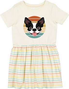 inktastic Boston Terrier Dog Retro Sunset Toddler Dress