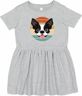 inktastic Boston Terrier Dog Retro Sunset Toddler Dress