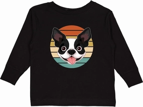 inktastic Boston Terrier Dog Retro Sunset Toddler Long Sleeve T-Shirt