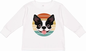 inktastic Boston Terrier Dog Retro Sunset Toddler Long Sleeve T-Shirt