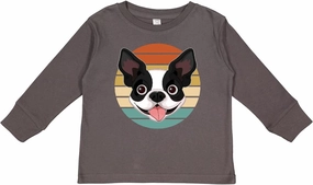 inktastic Boston Terrier Dog Retro Sunset Toddler Long Sleeve T-Shirt
