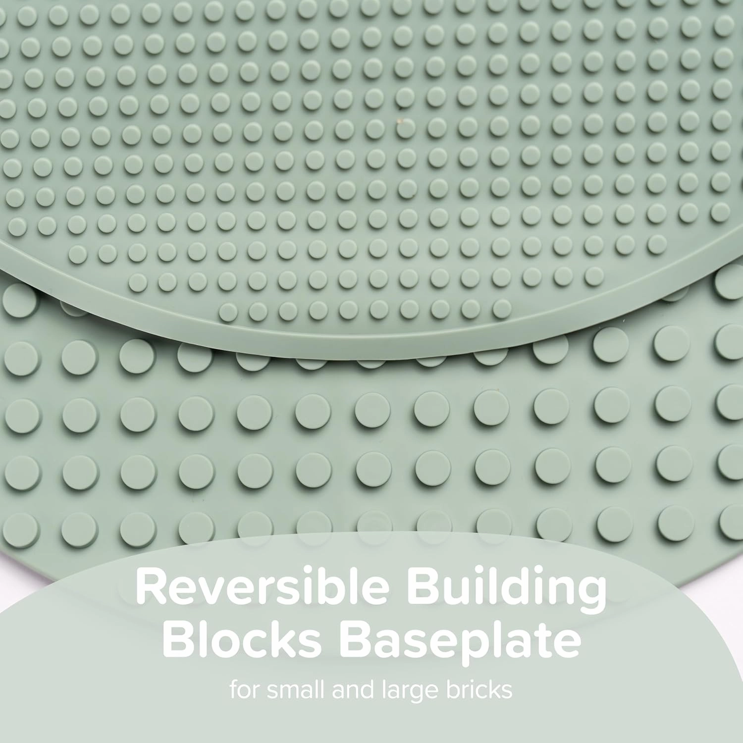 Inspire My Play - Silicone Building Blocks Baseplate - Compatible with All Major Building Block Brands - Double Sided for Large Building Blocks - Perfect Accessory for Sensory PlayTray - Green