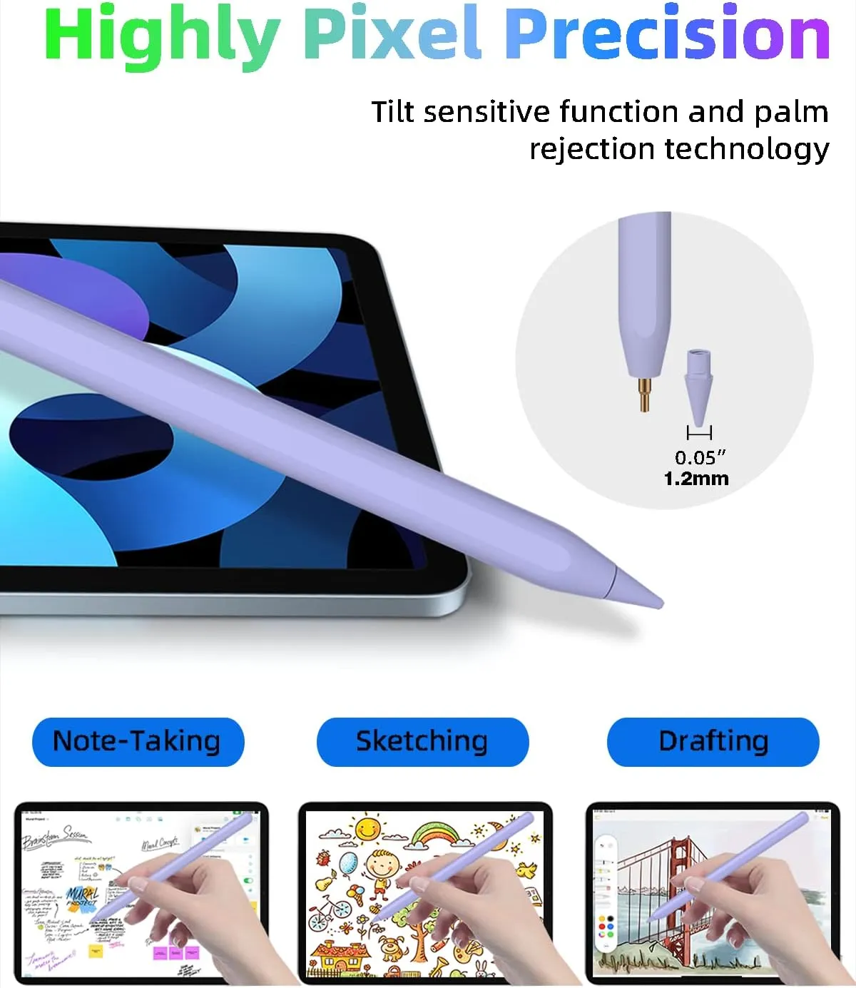 iPad Pencil 2nd Generation with Magnetic Wireless Charging, Same as Apple Pencil 2nd Generation,The Pen Compatible with iPad Pro 11 in 1/2/3/4,iPad Pro 12.9 in 3/4/5/6,iPad Air 4/5,iPad Mini
