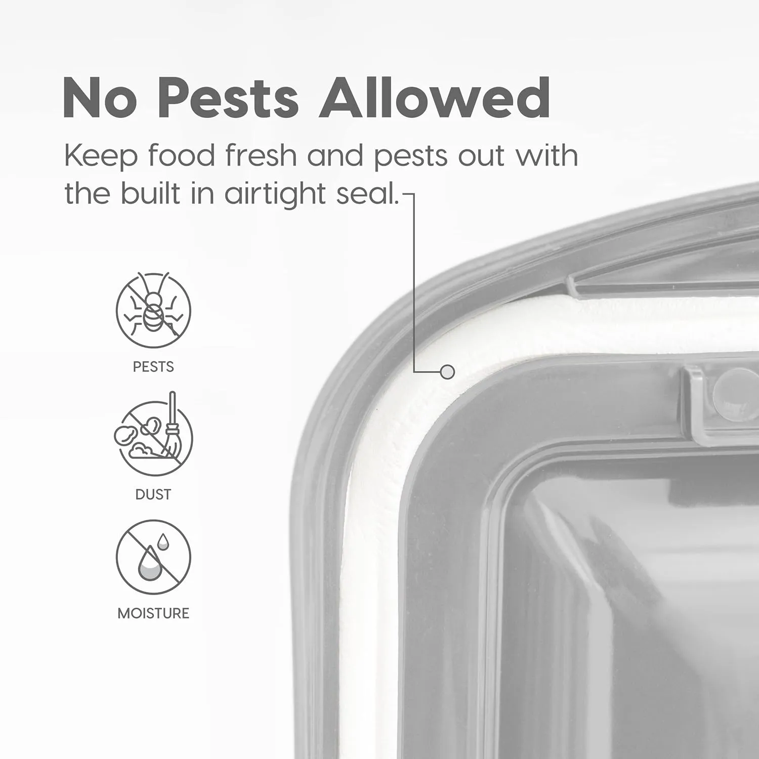 IRIS USA Airtight Dog Food Storage Container, WeatherPro, Up to 10 lbs, for Dog Cat Bird and Other Pet Food Storage Bin, Keep Fresh, Translucent Body, Made in USA, Clear/Gray
