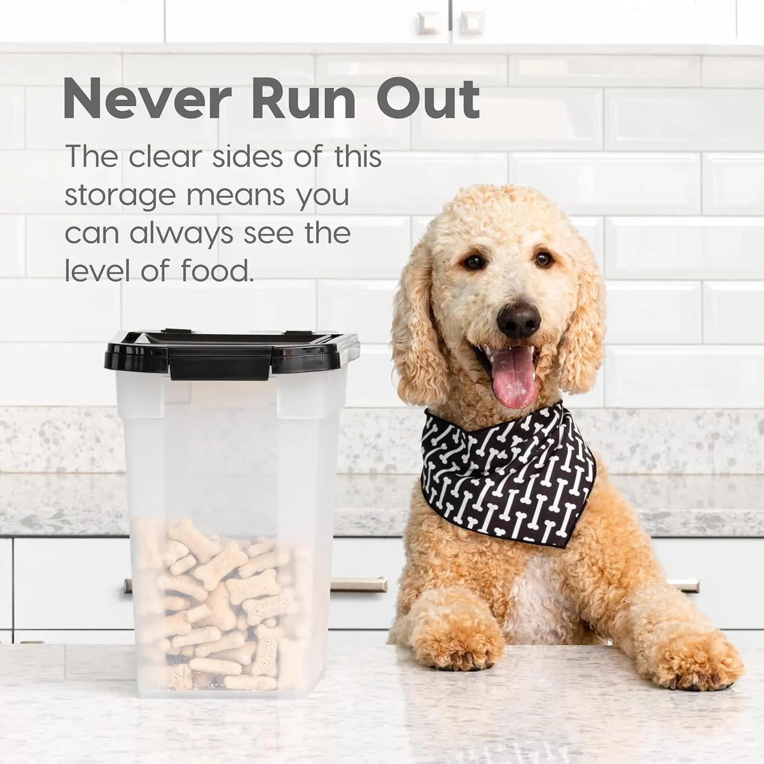 IRIS USA Airtight Dog Food Storage Container, WeatherPro, Up to 10 lbs, for Dog Cat Bird and Other Pet Food Storage Bin, Keep Fresh, Translucent Body, Made in USA, Clear/Gray