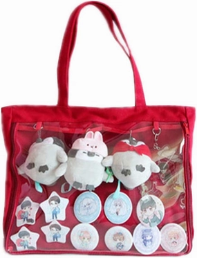Ita Tote Bag Clear Window for Pins Shoulder Bag Handbag Bag DIY, Cosplay Stachel Tote