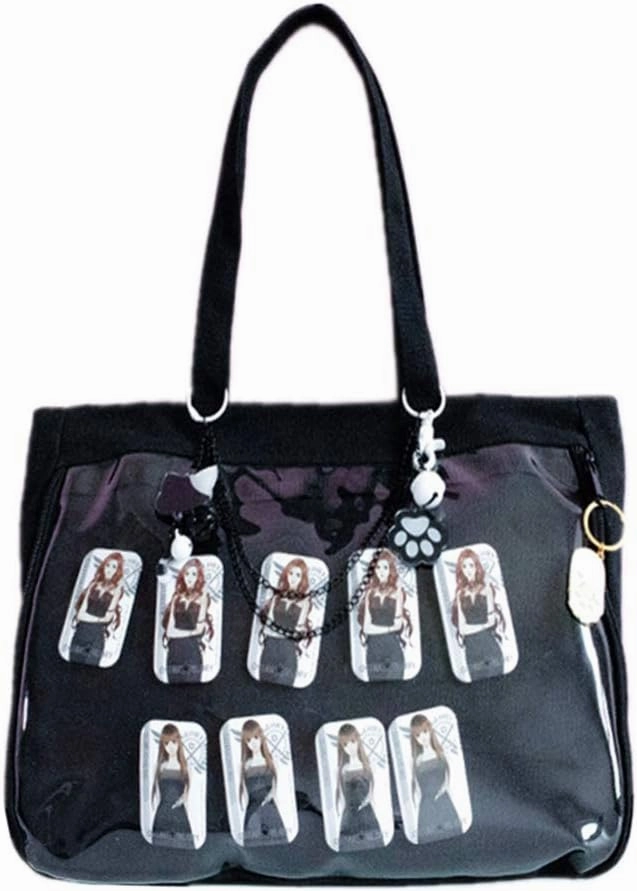 Ita Tote Bag Clear Window for Pins Shoulder Bag Handbag Bag DIY, Cosplay Stachel Tote