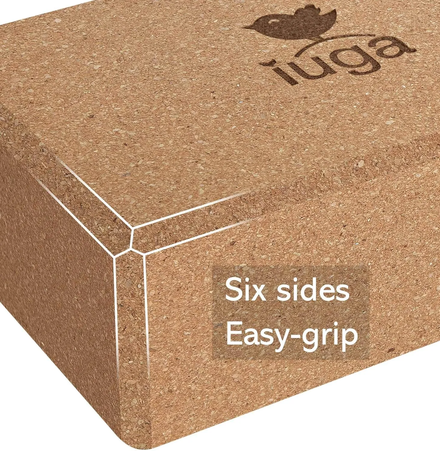 IUGA Yoga Blocks 2 Pack With Strap Non Slip High Density 9"x6"x3" Solid & Cork Yoga Block With Yoga Strap to Improve Strength Balance for Yoga Pilates Meditation