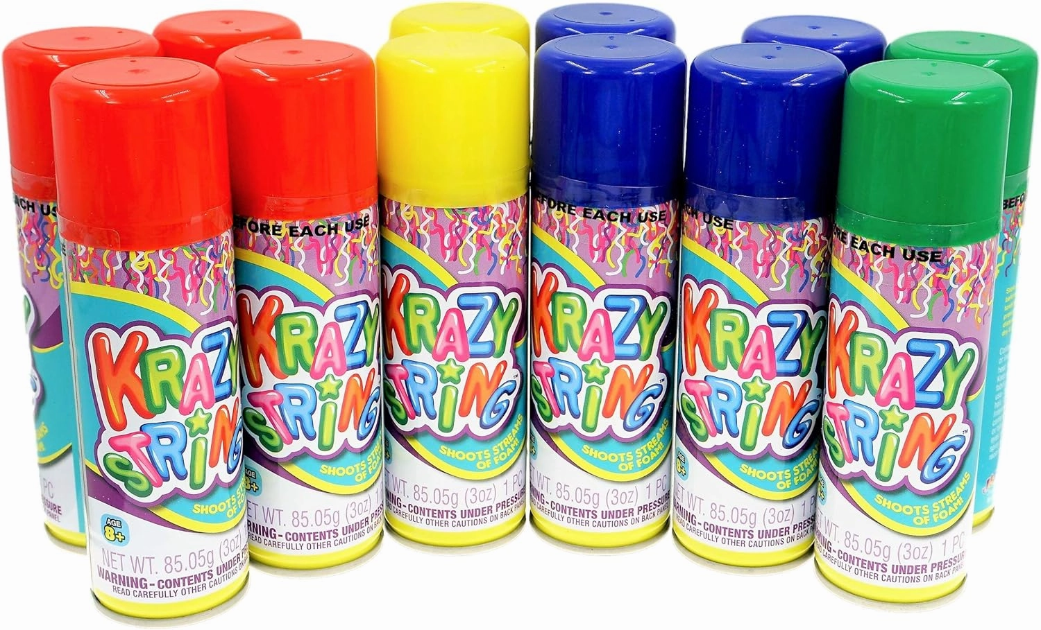 JA-RU Foam Streamer Toy (12 Spray Cans) String Launcher in a Can. Pranks for Kids. Bulk Party Favors, Birthday Party Supplies, Wedding Streamers Send Off. 3060-12A
