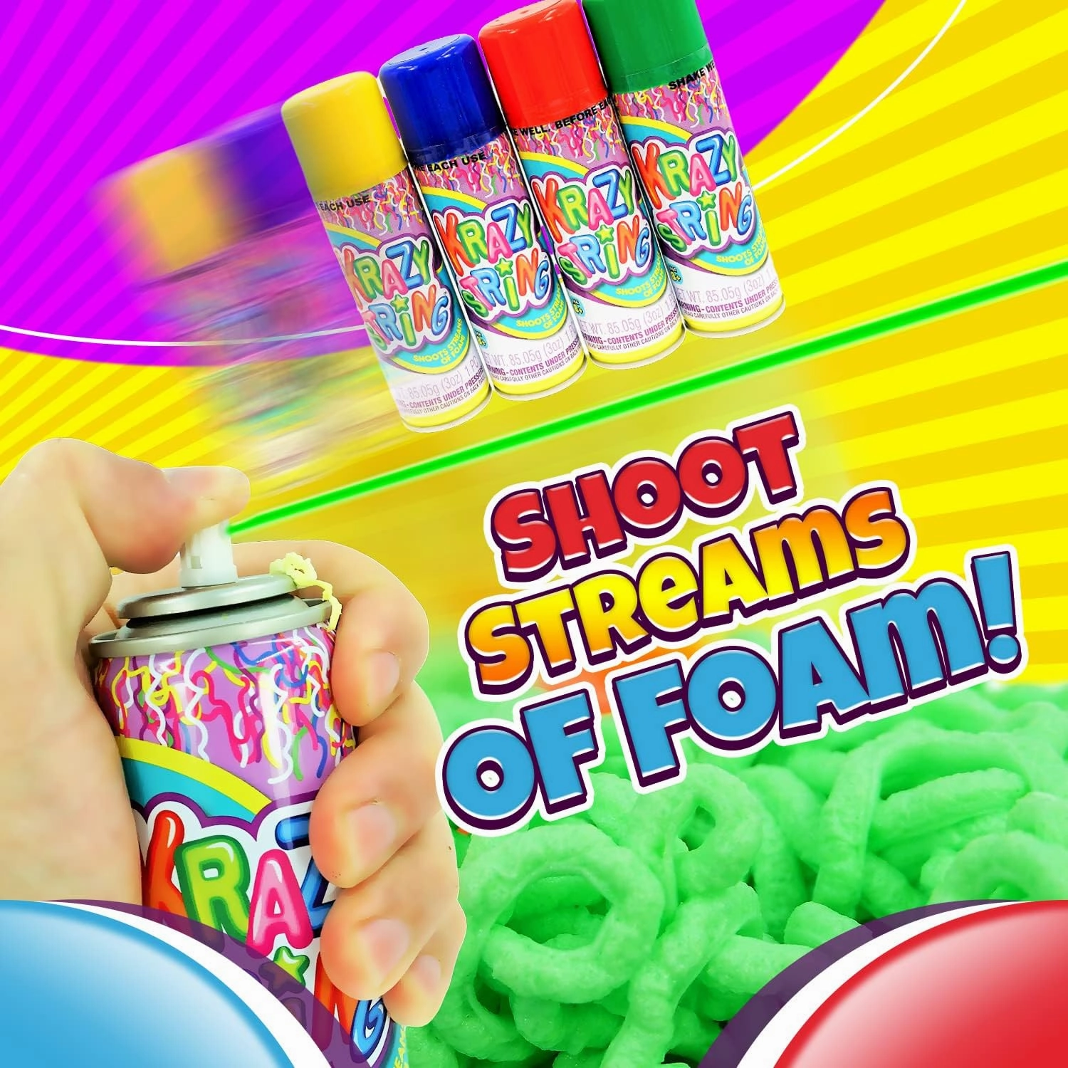 JA-RU Foam Streamer Toy (12 Spray Cans) String Launcher in a Can. Pranks for Kids. Bulk Party Favors, Birthday Party Supplies, Wedding Streamers Send Off. 3060-12A