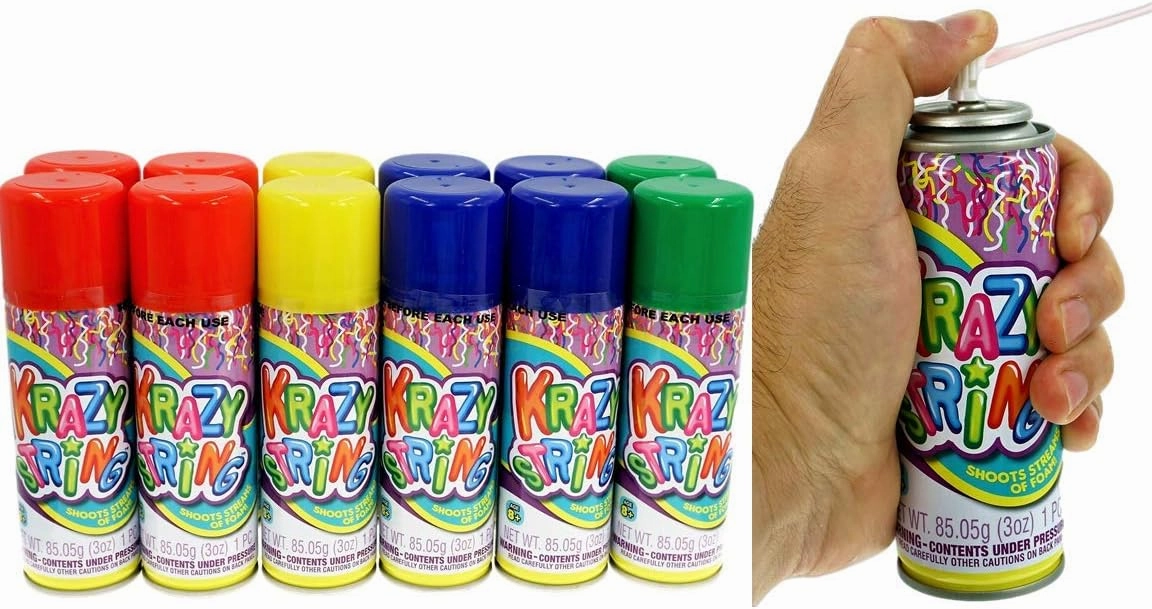 JA-RU Foam Streamer Toy (12 Spray Cans) String Launcher in a Can. Pranks for Kids. Bulk Party Favors, Birthday Party Supplies, Wedding Streamers Send Off. 3060-12A