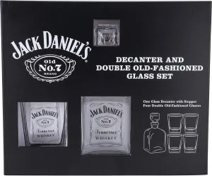 Jack Daniels Licensed Barware Black Label Logo Decanter Gift Set, Clear