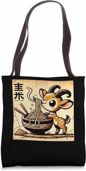 Japanese Cave Art Noodles Lover Wildlife Cute Gazelle Ramen Tote Bag
