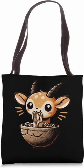 Japanese Cave Art Noodles Lover Wildlife Cute Gazelle Ramen Tote Bag