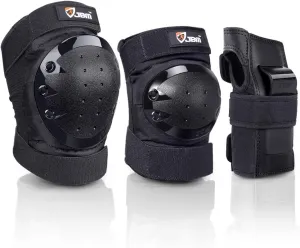 JBM Adult & Kid Knee Pads Elbow Pads and Wrist Guards for Roller Inline Skating Scootering Skateboarding
