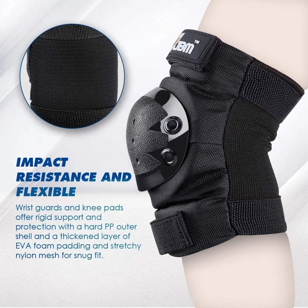 JBM Adult & Kid Knee Pads Elbow Pads and Wrist Guards for Roller Inline Skating Scootering Skateboarding