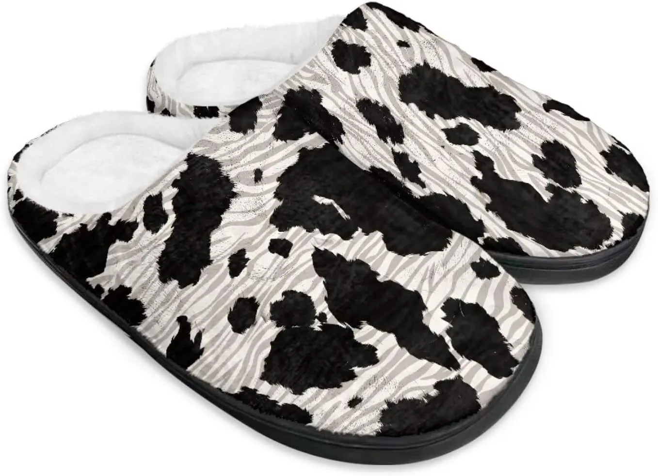 Jeiento Animal Print Cotton Slippers for Women Casual Soft Slides Lightweight Scuff Slippers