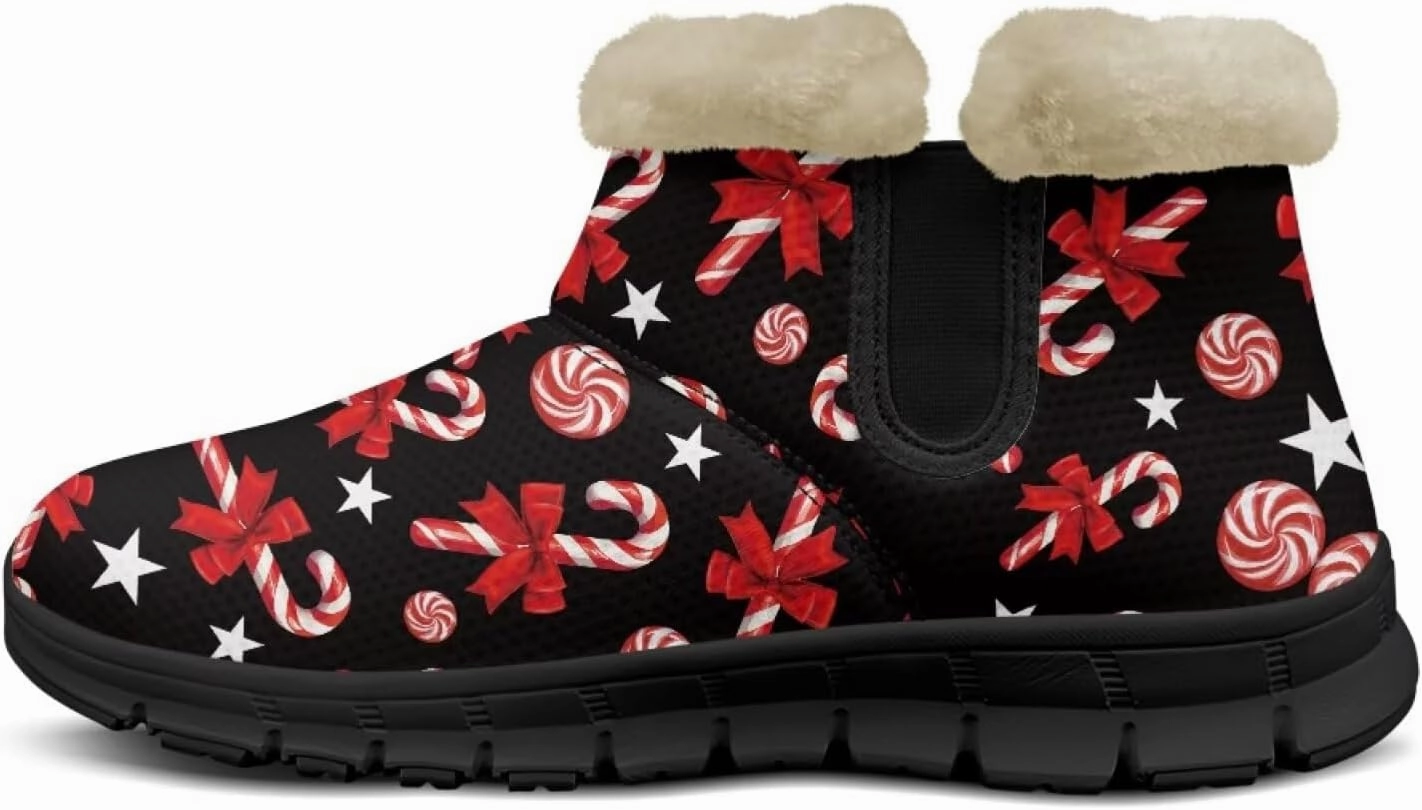 Jeiento Christmas Snow Boots for Women Fuzzy Ankle Booties Hiking Boots Non Slip