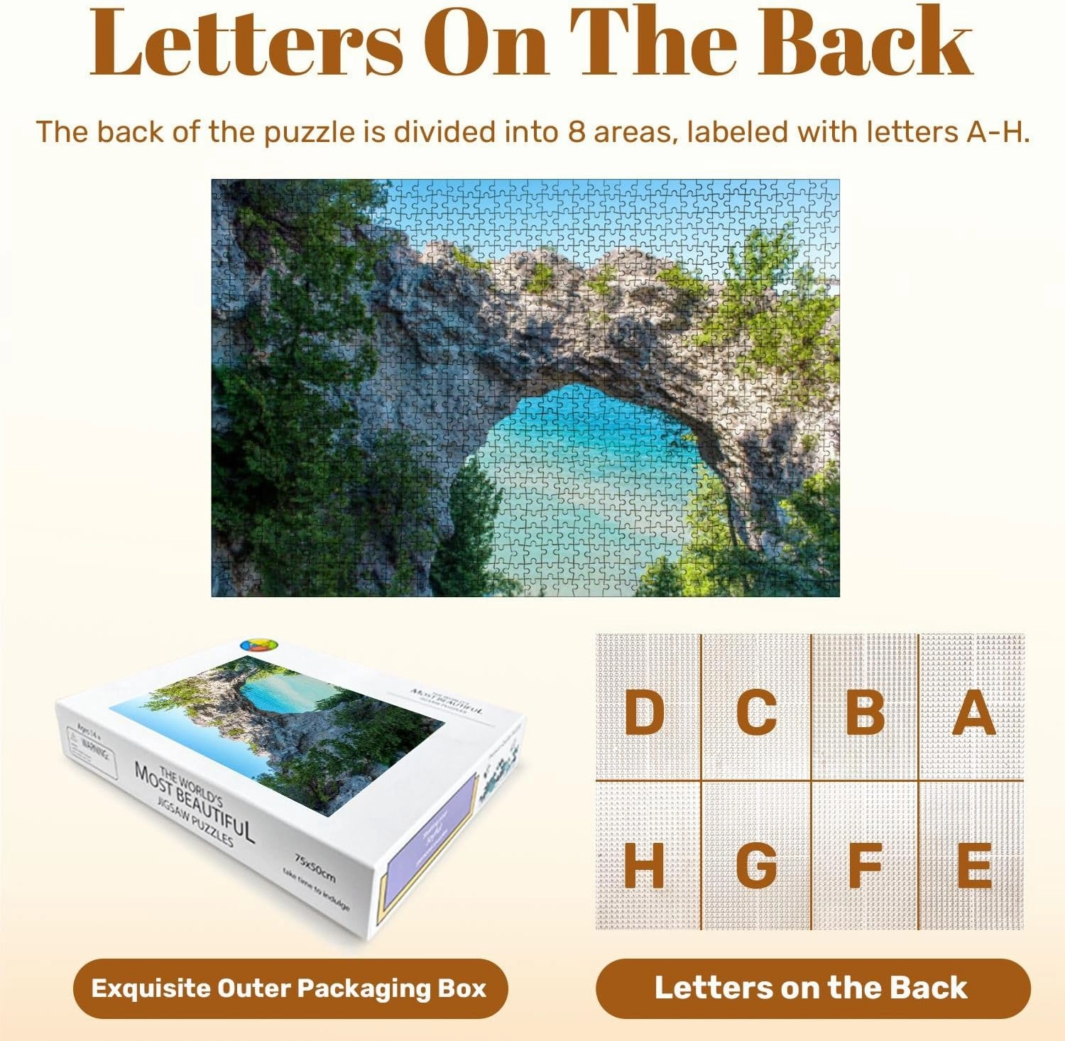 Jigsaw Puzzles 1000 Pieces for Adult Beautiful View Lake Michigan from Arches Rock Mackinac Island Puzzle Game for Family Wooden Puzzle Toy Educational Games Puzzles for Home Decor