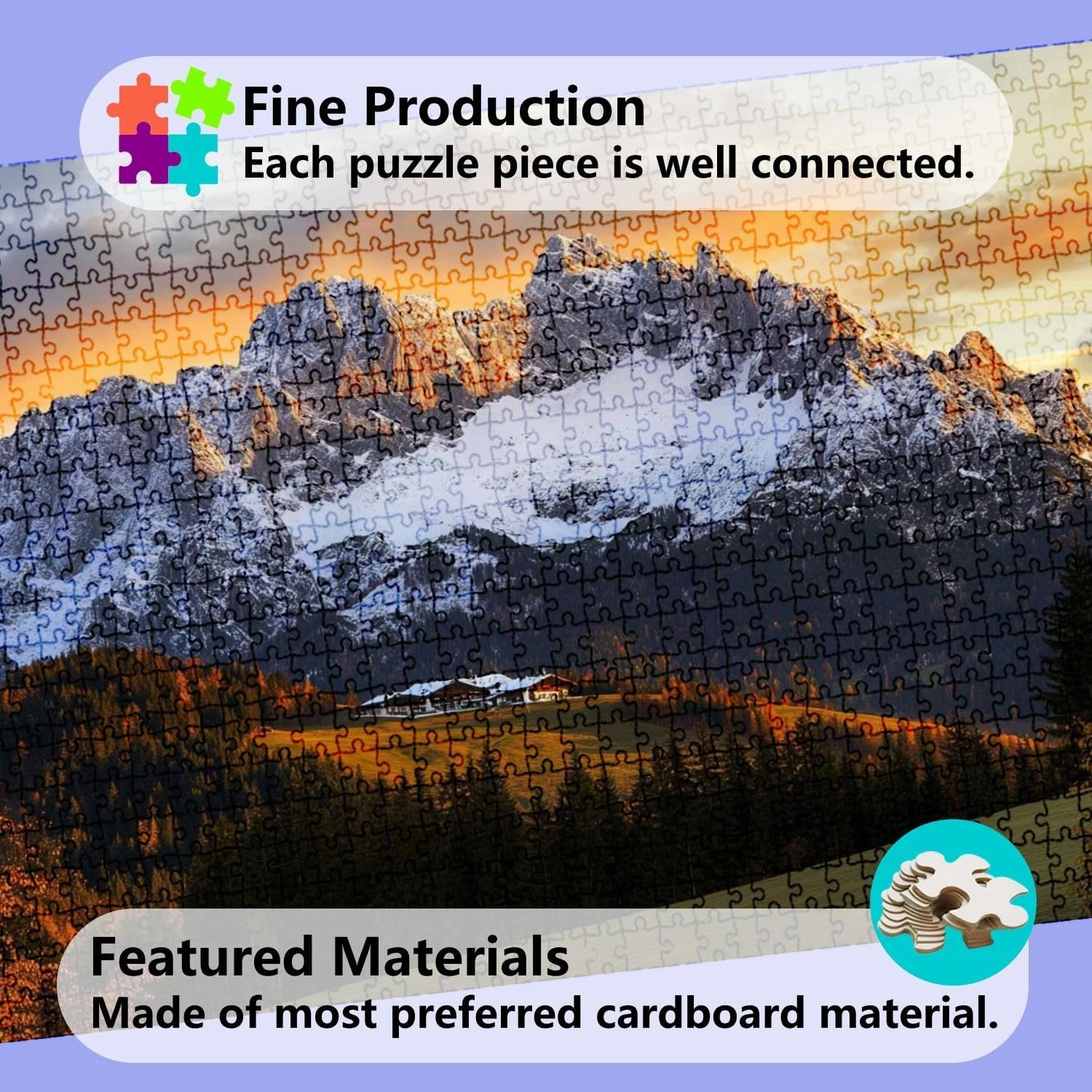 Jigsaw Puzzles 1000 Pieces for Adult Sunrise Idyllic Alpine Scenery Farmhouse Front Wilder Austria Puzzle Game for Family Wooden Puzzle Toy Educational Games Puzzles for Home Decor