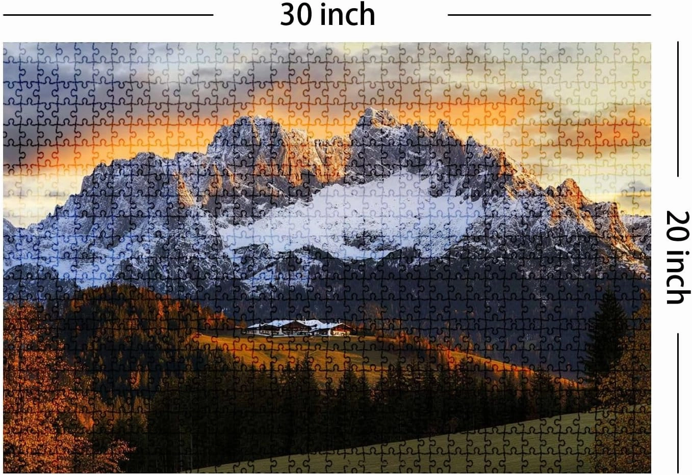 Jigsaw Puzzles 1000 Pieces for Adult Sunrise Idyllic Alpine Scenery Farmhouse Front Wilder Austria Puzzle Game for Family Wooden Puzzle Toy Educational Games Puzzles for Home Decor