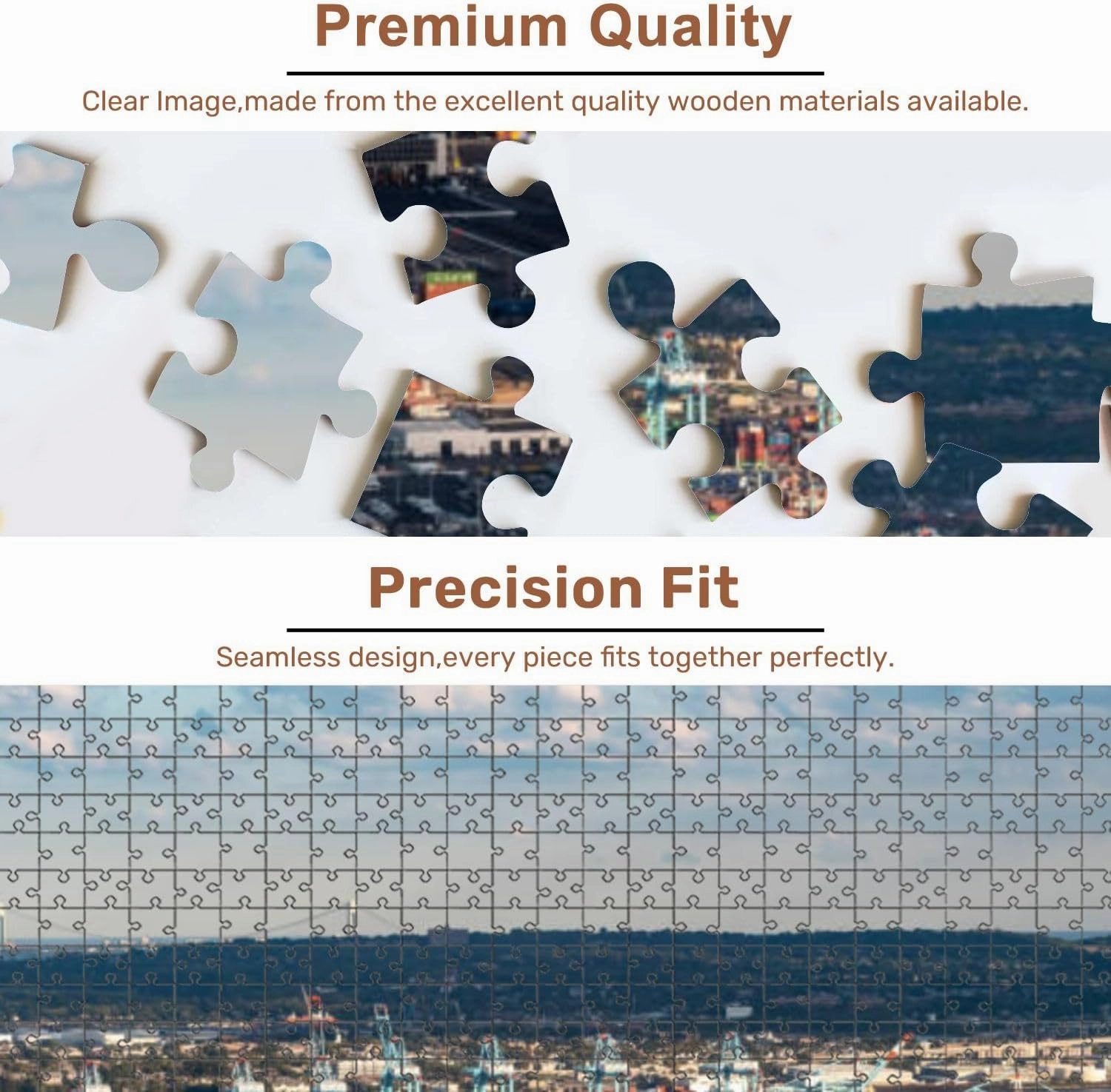Jigsaw Puzzles 500 Pieces for Adult Aerial View Shipping Cranes Ships containers Port Puzzle Game for Family Wooden Puzzle Toy Educational Games Puzzles for Home Decor