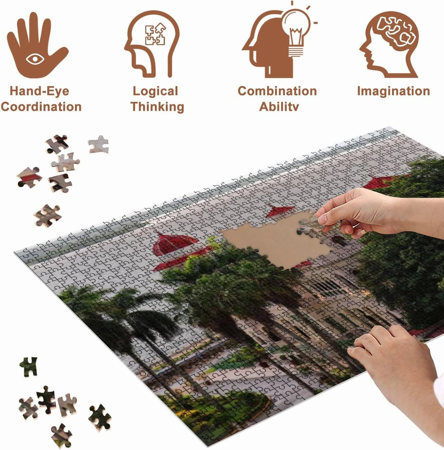 Jigsaw Puzzles 500 Pieces for Adult North Facing Main Facade Palacio de Valle Built Spanish Moorish Style Puzzle Game for Family Wooden Puzzle Toy Educational Games Puzzles for Home Decor