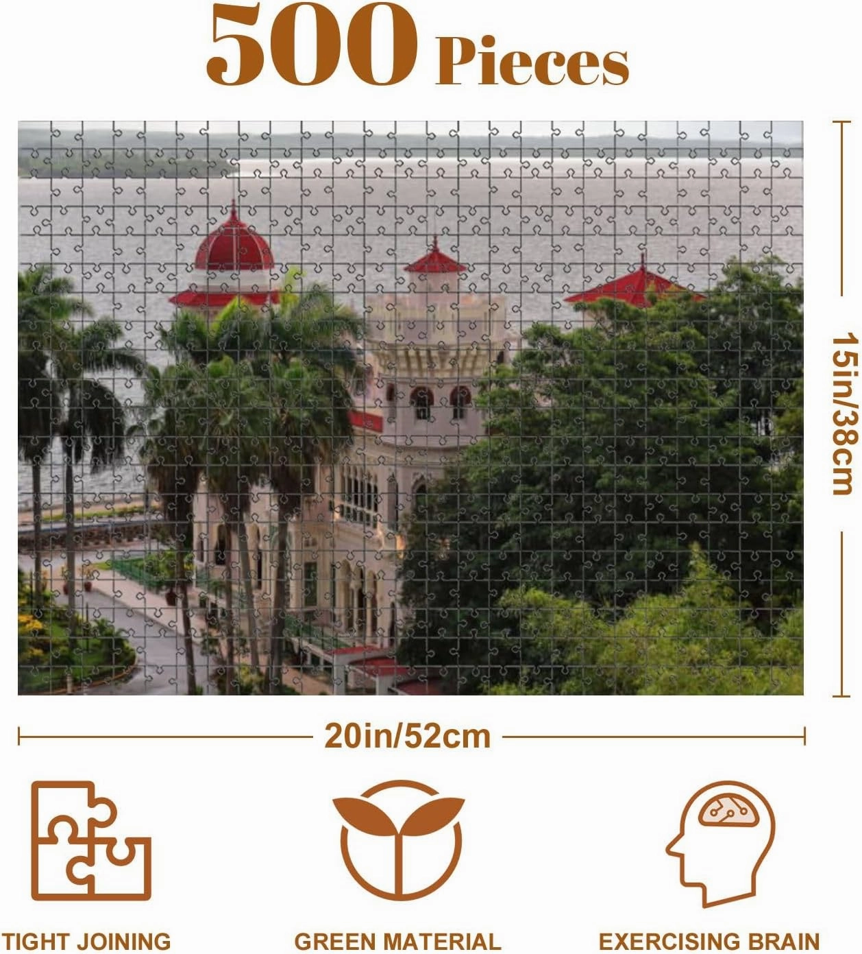 Jigsaw Puzzles 500 Pieces for Adult North Facing Main Facade Palacio de Valle Built Spanish Moorish Style Puzzle Game for Family Wooden Puzzle Toy Educational Games Puzzles for Home Decor