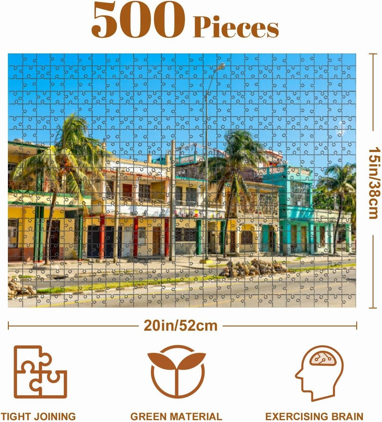 Jigsaw Puzzles 500 Pieces for Adult Old Spanish Colonial Houses Palms Along Street c Puzzle Game for Family Wooden Puzzle Toy Educational Games Puzzles for Home Decor