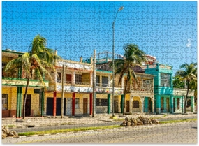 Jigsaw Puzzles 500 Pieces for Adult Old Spanish Colonial Houses Palms Along Street c Puzzle Game for Family Wooden Puzzle Toy Educational Games Puzzles for Home Decor