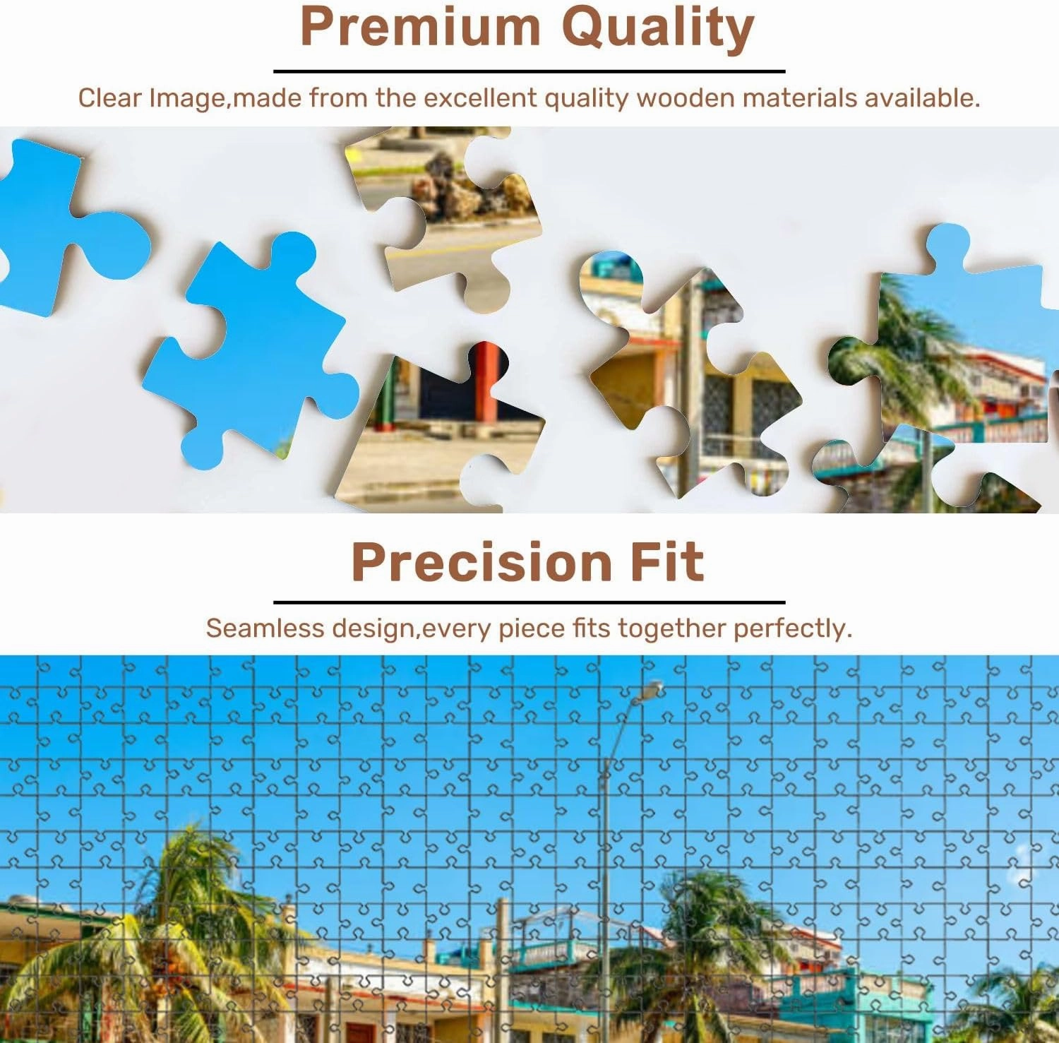 Jigsaw Puzzles 500 Pieces for Adult Old Spanish Colonial Houses Palms Along Street c Puzzle Game for Family Wooden Puzzle Toy Educational Games Puzzles for Home Decor