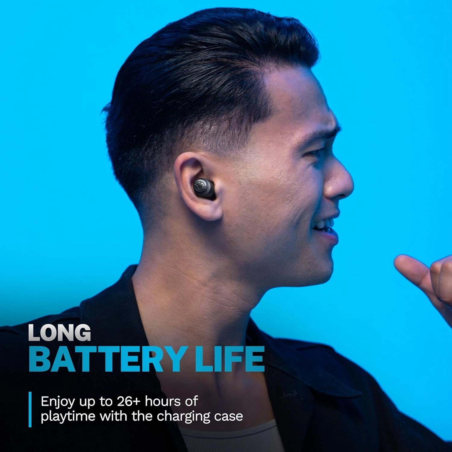 JLab Go Pop  True Wireless Bluetooth Earbuds & Charging Case - Black, App Support, Dual Connect, IPX4 Sweat Resistance, Bluetooth 5 Connection, 3 EQ Sound Settings Signature, Balanced, Bass Boost