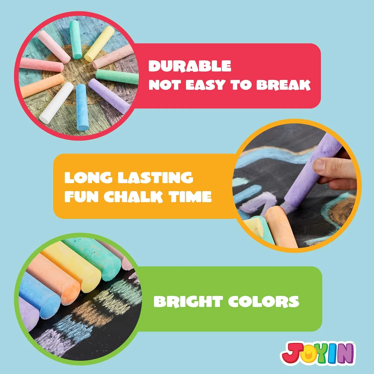 JOYIN 120 PCS Sidewalk Chalks for Kids Giant Box Non-toxic Jumbo Colored Washable Sidewalk Chalk for Toddlers in 10 Colors