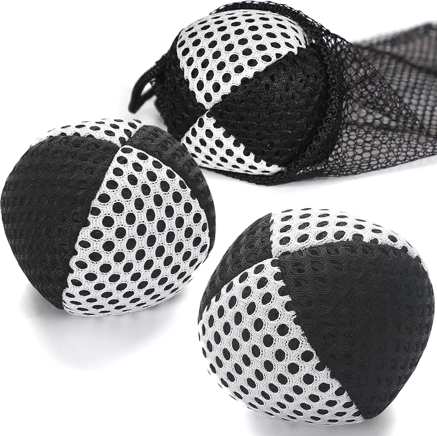 Juggling Balls for Beginners and Professionals Set of 3, Juggling Bean Bags,Durable Juggle Ball Kit (Black - White 4.2 oz)