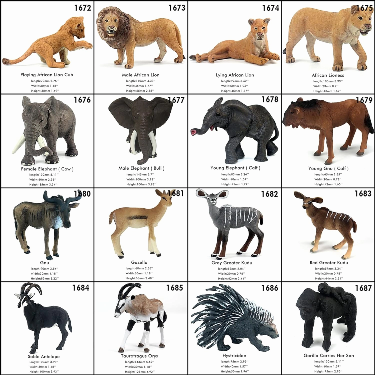 Jumbo African Jungle Animals Figures Toys, Large Realistic Plastic Safari Animals Playset