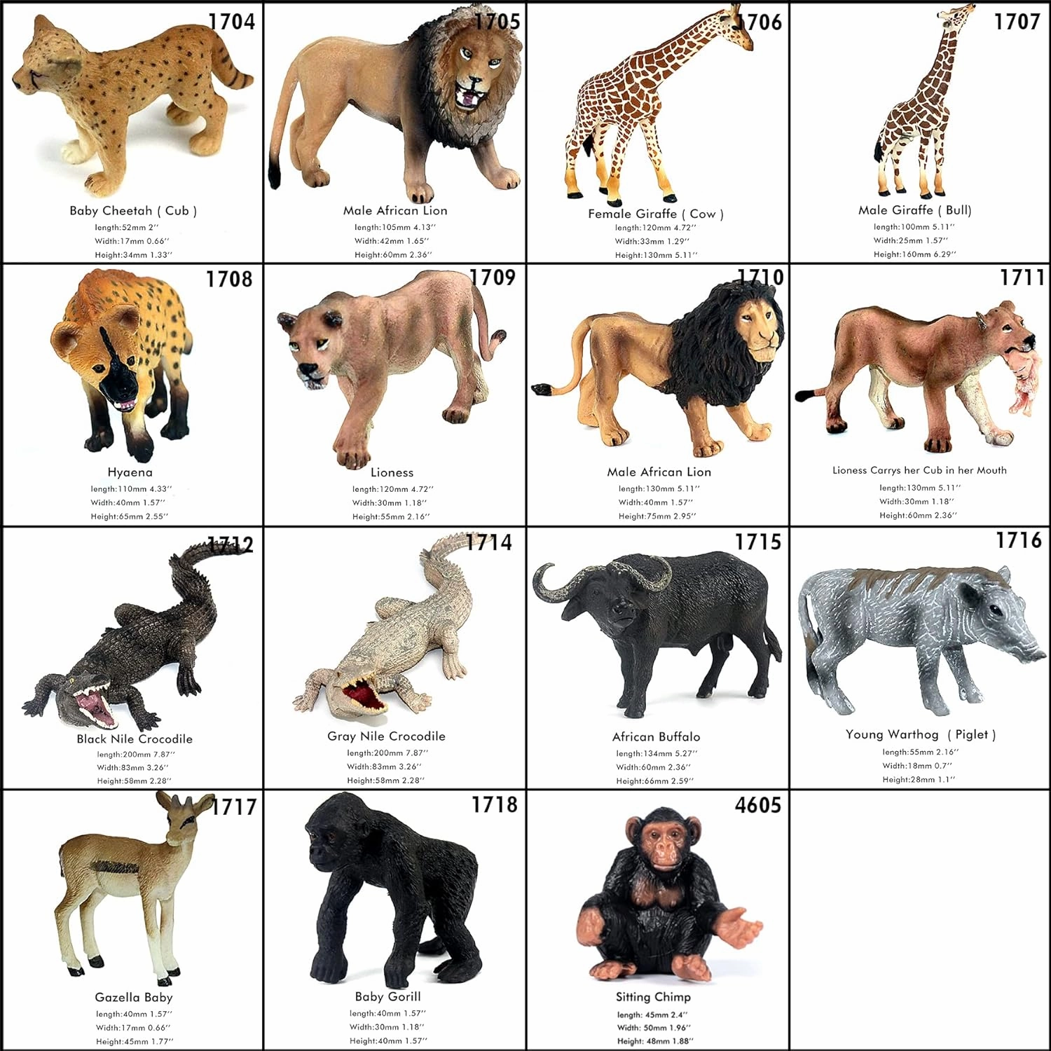Jumbo African Jungle Animals Figures Toys, Large Realistic Plastic Safari Animals Playset