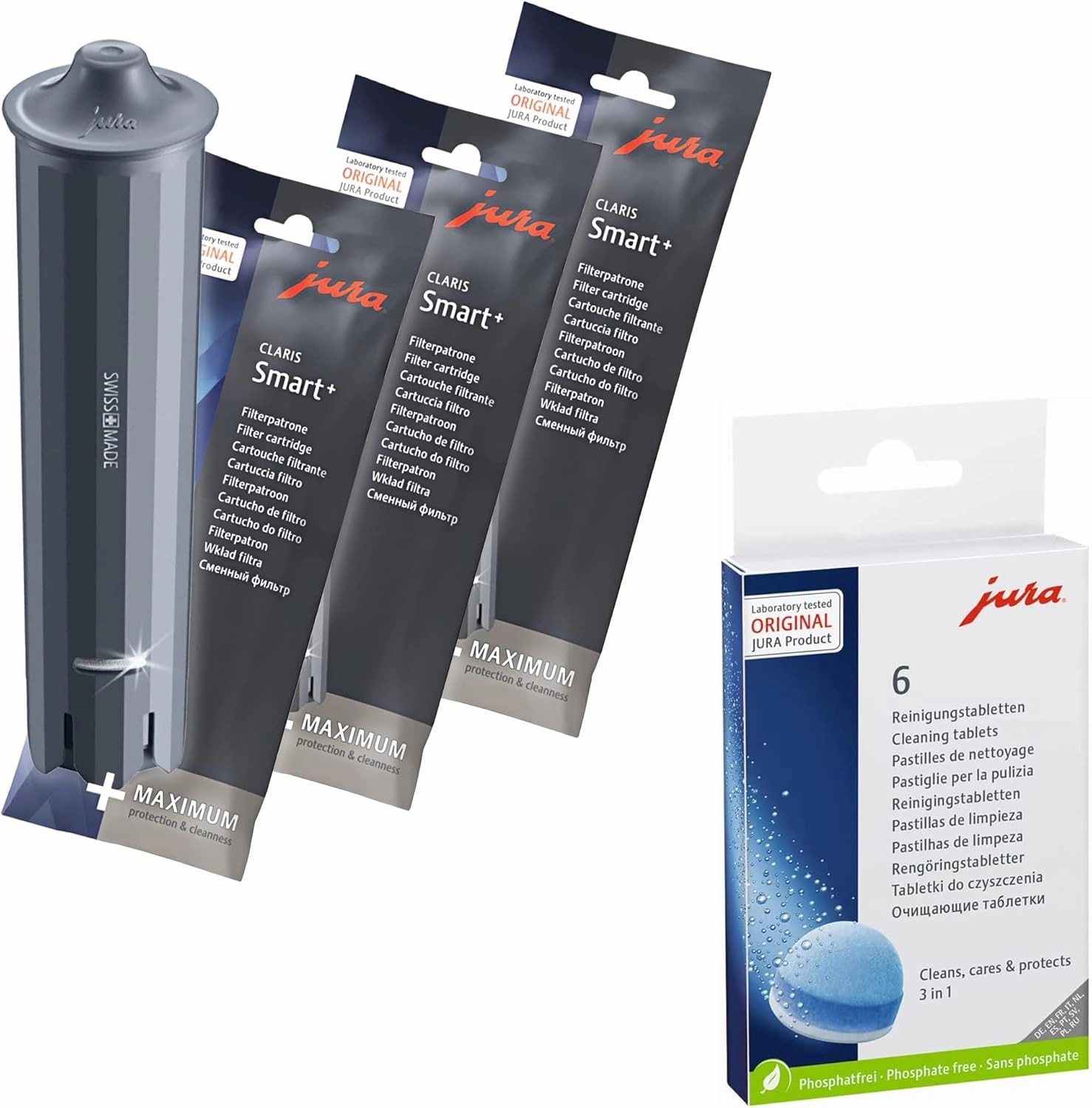 Jura Claris Smart  Water Filters 3-Phase 6 Cleaning Tablets - Value Combo - 3 Filters   6 Cleaning Tablets