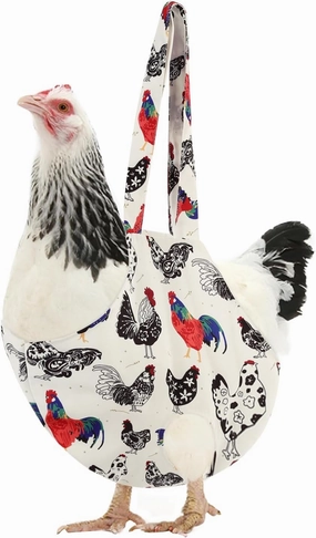 KAMA BRIDAL Chicken Holder Bag Chicken Carrier with Handle Catching Hand Bag for Hen Rooster Poultry Chicken Duck Supplies Transport Traveling Driving (White)