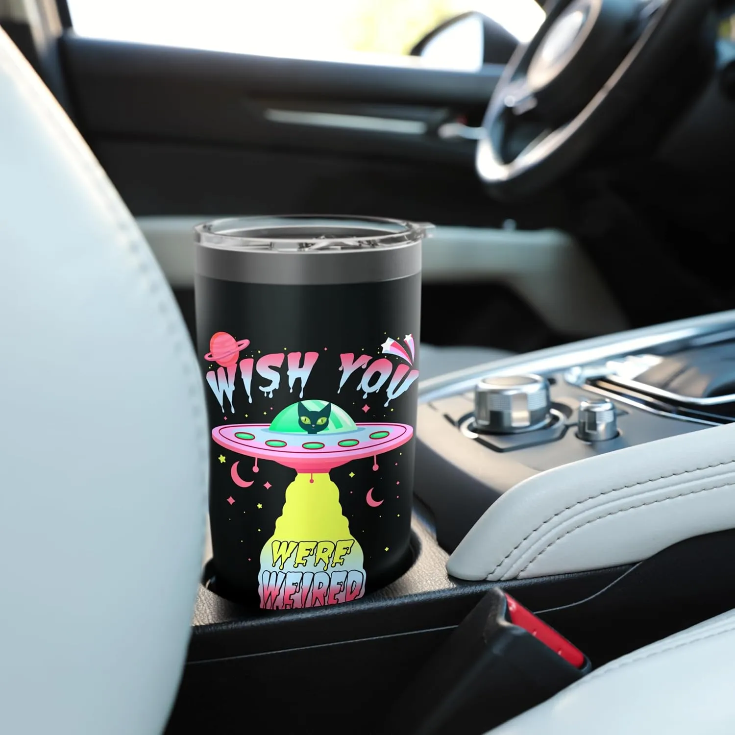 Kawaii Pastel Goth Harajuku Anime UFO Space Cat Alien Lover Stainless Steel Insulated Tumbler