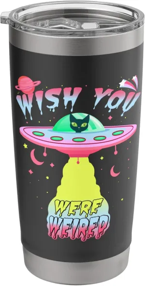 Kawaii Pastel Goth Harajuku Anime UFO Space Cat Alien Lover Stainless Steel Insulated Tumbler